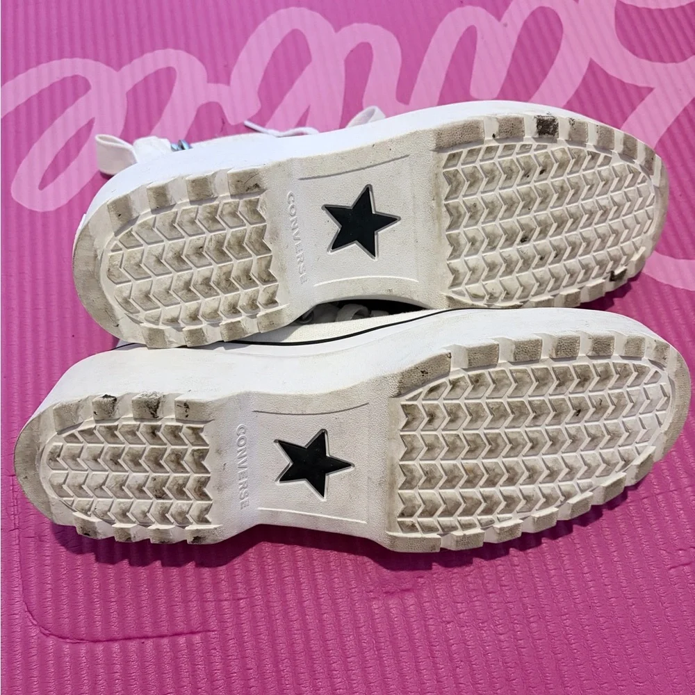 Kids White High-Top Canvas Sneakers